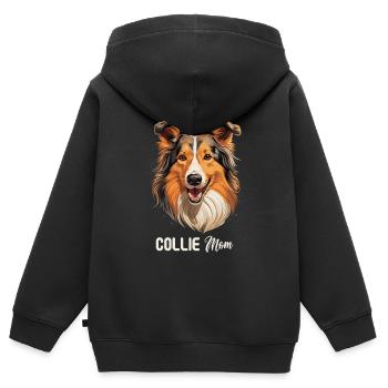 Hund Collie - Kinder Premium Organic Zip Hoodie - Schwarz - Hinten - AI Model Kid Male (0cm)