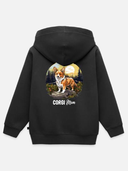 Koiran corgi - Lasten Premium vetoketjullinen huppari luomu - musta