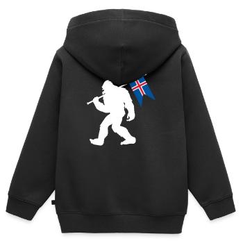 Bigfoot de l’île - Sweat Premium à capuche zippé enfant bio - noir - Dos - AI Model Kid Male (0cm)