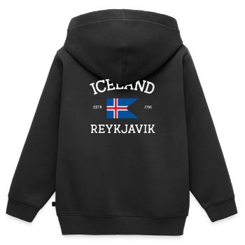 Islande - Sweat Premium à capuche zippé enfant bio - noir - Dos - AI Model Kid Male (0cm)