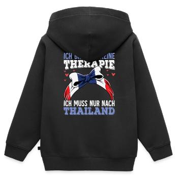 Thailand - Kinder Premium Organic Zip Hoodie - Schwarz - Hinten - AI Model Kid Male (0cm)
