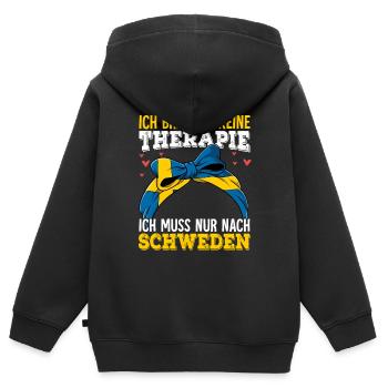 Schweden - Kinder Premium Organic Zip Hoodie - Schwarz - Hinten - AI Model Kid Male (0cm)