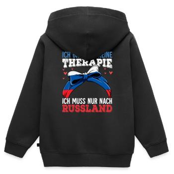 Russland - Kinder Premium Organic Zip Hoodie - Schwarz - Hinten - AI Model Kid Male (0cm)