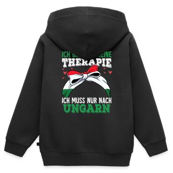 Ungarn - Kinder Premium Organic Zip Hoodie - Schwarz - Hinten - AI Model Kid Male (0cm)