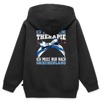 Griechenland - Kinder Premium Organic Zip Hoodie - Schwarz - Hinten - AI Model Kid Male (0cm)