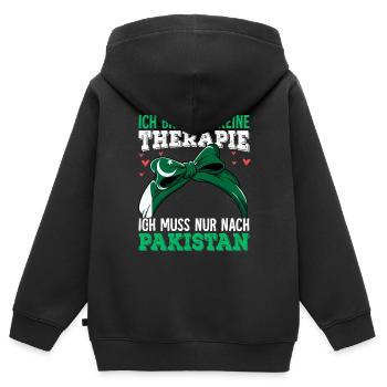 Pakistan - Kinder Premium Organic Zip Hoodie - Schwarz - Hinten - AI Model Kid Male (0cm)