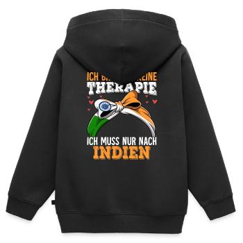 Indien - Kinder Premium Organic Zip Hoodie - Schwarz - Hinten - AI Model Kid Male (0cm)