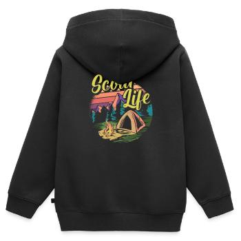 Vie de scout Vie scoute - Sweat Premium à capuche zippé enfant bio - noir - Dos - AI Model Kid Male (0cm)