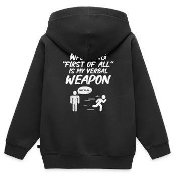Débat de discours de débat orateur idée de cadeau - Sweat Premium à capuche zippé enfant bio - noir - Dos - AI Model Kid Male (0cm)