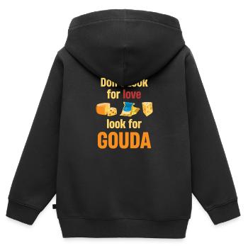 Suchen Sie Nicht Nach Liebe, Suchen Sie Nach - Kinder Premium Organic Zip Hoodie - Schwarz - Hinten - AI Model Kid Male (0cm)