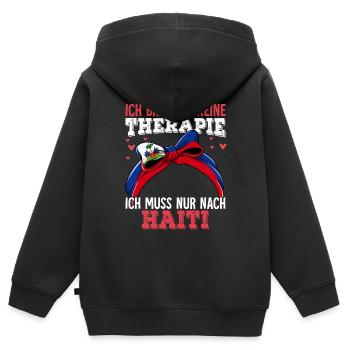 Haiti - Kinder Premium Organic Zip Hoodie - Schwarz - Hinten - AI Model Kid Male (0cm)