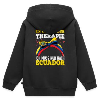 Ecuador - Kinder Premium Organic Zip Hoodie - Schwarz - Hinten - AI Model Kid Male (0cm)