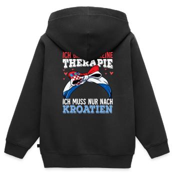 Kroatien - Kinder Premium Organic Zip Hoodie - Schwarz - Hinten - AI Model Kid Male (0cm)