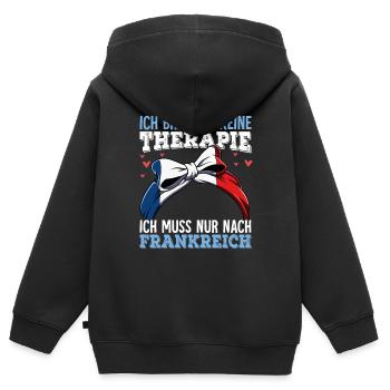 Frankreich - Kinder Premium Organic Zip Hoodie - Schwarz - Hinten - AI Model Kid Male (0cm)