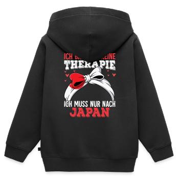Japan - Kinder Premium Organic Zip Hoodie - Schwarz - Hinten - AI Model Kid Male (0cm)