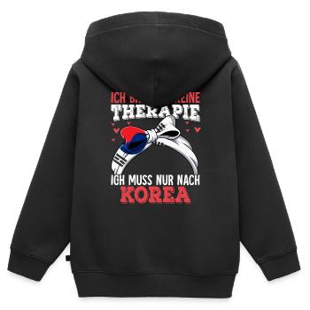 Korea - Kinder Premium Organic Zip Hoodie - Schwarz - Hinten - AI Model Kid Male (0cm)