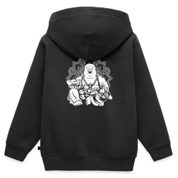 Mandala bouddhiste de Bouddha - Sweat Premium à capuche zippé enfant bio - noir - Dos - AI Model Kid Male (0cm)