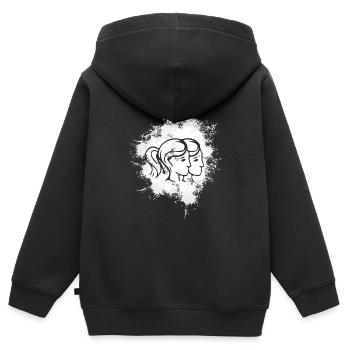 Sternzeichen Zwillinge Symbol - Kinder Premium Organic Zip Hoodie - Schwarz - Hinten - AI Model Kid Male (0cm)