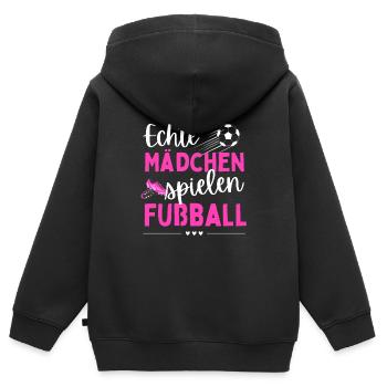 Fußball Echte Mädchen spielen Fußball Fußballerin - Kinder Premium Organic Zip Hoodie - Schwarz - Hinten - AI Model Kid Male (0cm)