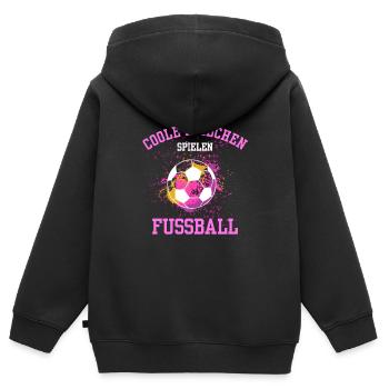 Fußball Coole Mädchen spielen Fußball Fußballerin - Kinder Premium Organic Zip Hoodie - Schwarz - Hinten - AI Model Kid Male (0cm)