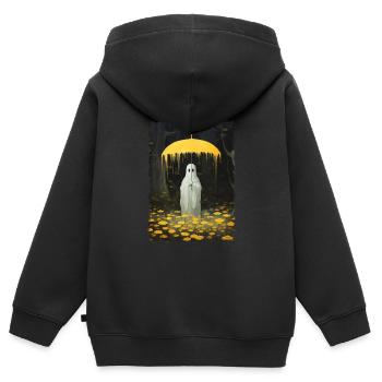 Halloween Spooky Ghost In The Forest Umbrella - Kinder Premium Organic Zip Hoodie - Schwarz - Hinten - AI Model Kid Male (0cm)