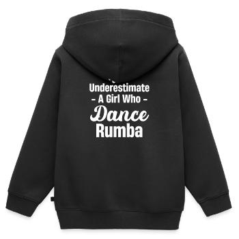 Unterschätze Niemals Ein Mädchen, Das Rumba Latin - Kinder Premium Organic Zip Hoodie - Schwarz - Hinten - AI Model Kid Male (0cm)