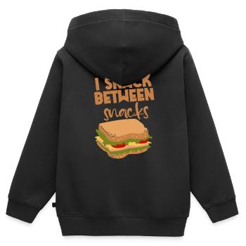 Je grignote entre les collations 2 - Sweat Premium à capuche zippé enfant bio - noir - Dos - AI Model Kid Male (0cm)
