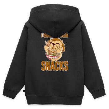 Je grignote entre les collations 4 - Sweat Premium à capuche zippé enfant bio - noir - Dos - AI Model Kid Male (0cm)