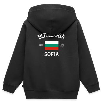 Bulgarien - Kinder Premium Organic Zip Hoodie - Schwarz - Hinten - AI Model Kid Male (0cm)