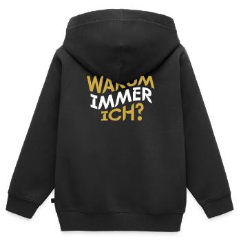Warum Immer Ich - Kinder Premium Organic Zip Hoodie - Schwarz - Hinten - AI Model Kid Male (0cm)