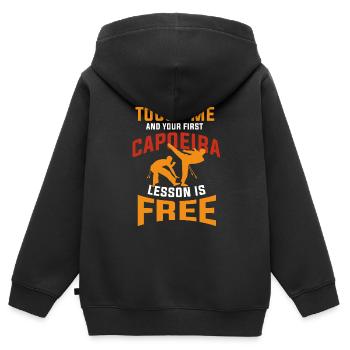 Caopeira - Kinder Premium Organic Zip Hoodie - Schwarz - Hinten - AI Model Kid Male (0cm)