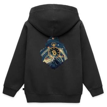 Bitcoin Uhr - Kinder Premium Organic Zip Hoodie - Schwarz - Hinten - AI Model Kid Male (0cm)