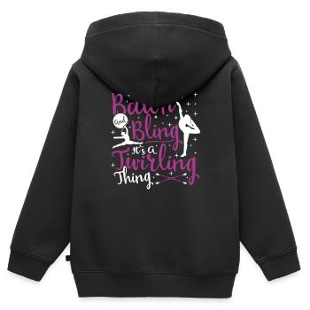 Bâton Twirling Bâton Twirler cadeau - Sweat Premium à capuche zippé enfant bio - noir - Dos - AI Model Kid Male (0cm)