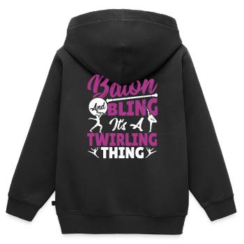 Bâton Twirling Bâton Twirler cadeau - Sweat Premium à capuche zippé enfant bio - noir - Dos - AI Model Kid Male (0cm)