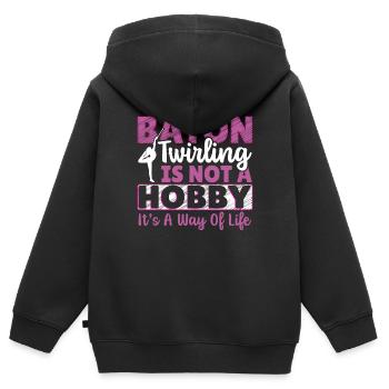 Bâton Twirling Bâton Twirler cadeau - Sweat Premium à capuche zippé enfant bio - noir - Dos - AI Model Kid Male (0cm)