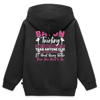 Bâton Twirling Bâton Twirler cadeau - Sweat Premium à capuche zippé enfant bio - noir - Dos - AI Model Kid Male (0cm)