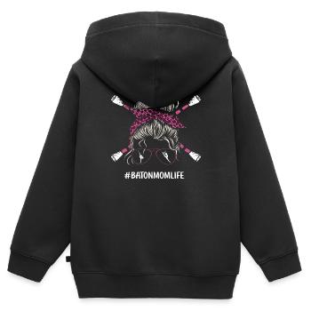 Bâton Twirling Bâton Twirler cadeau - Sweat Premium à capuche zippé enfant bio - noir - Dos - AI Model Kid Male (0cm)