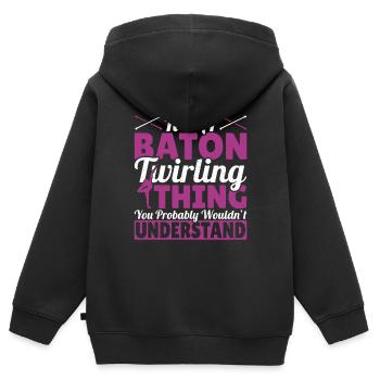 Bâton Twirling Bâton Twirler cadeau - Sweat Premium à capuche zippé enfant bio - noir - Dos - AI Model Kid Male (0cm)