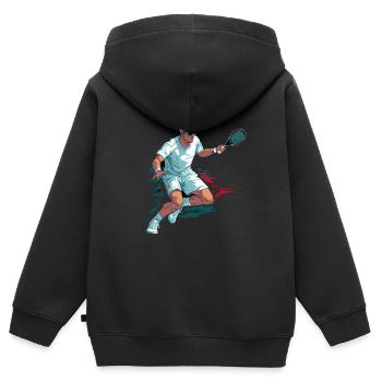 Tennis - Kinder Premium Organic Zip Hoodie - Schwarz - Hinten - AI Model Kid Male (0cm)