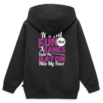 Bâton Twirling Bâton Twirler Cadeau - Sweat Premium à capuche zippé enfant bio - noir - Dos - AI Model Kid Male (0cm)