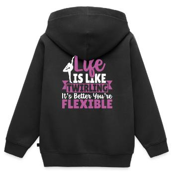 Bâton Twirling Bâton Twirler cadeau - Sweat Premium à capuche zippé enfant bio - noir - Dos - AI Model Kid Male (0cm)