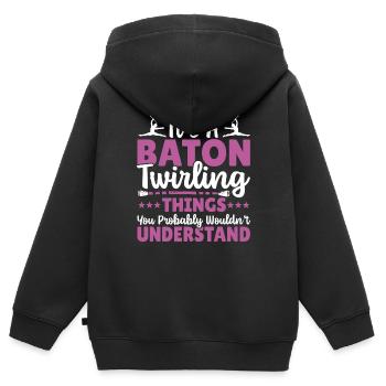 Bâton Twirling Bâton Twirler Cadeau - Sweat Premium à capuche zippé enfant bio - noir - Dos - AI Model Kid Male (0cm)