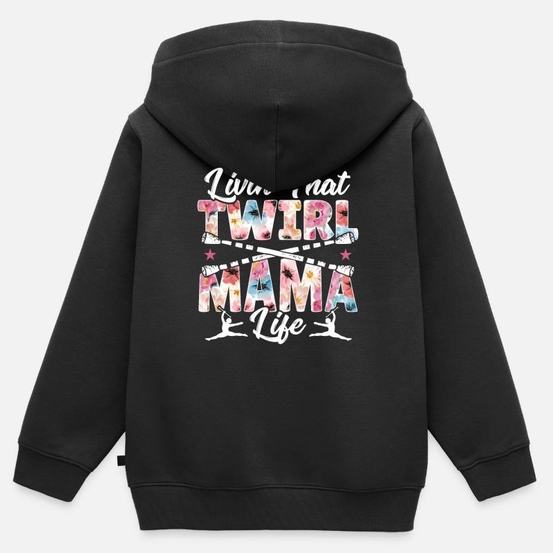 Bâton Twirling Bâton Twirler cadeau - Sweat Premium à capuche zippé enfant bio - noir