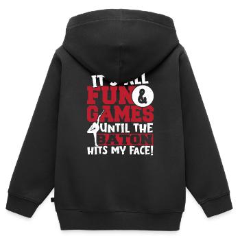Bâton Twirling Bâton Twirler Cadeau - Sweat Premium à capuche zippé enfant bio - noir - Dos - AI Model Kid Male (0cm)