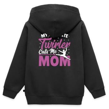 Bâton Twirling Bâton Twirler cadeau - Sweat Premium à capuche zippé enfant bio - noir - Dos - AI Model Kid Male (0cm)