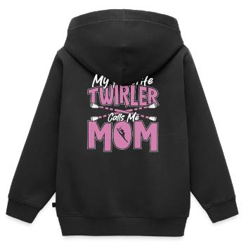 Bâton Twirling Bâton Twirler cadeau - Sweat Premium à capuche zippé enfant bio - noir - Dos - AI Model Kid Male (0cm)