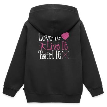 Bâton Twirling Bâton Twirler cadeau - Sweat Premium à capuche zippé enfant bio - noir - Dos - AI Model Kid Male (0cm)