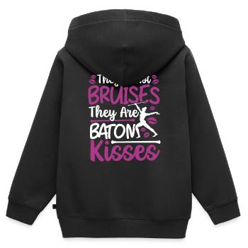 Bâton Twirling Bâton Twirler cadeau - Sweat Premium à capuche zippé enfant bio - noir - Dos - AI Model Kid Male (0cm)