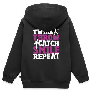 Bâton Twirling Bâton Twirler cadeau - Sweat Premium à capuche zippé enfant bio - noir - Dos - AI Model Kid Male (0cm)