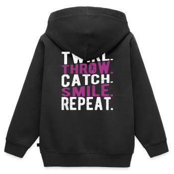 Bâton Twirling Bâton Twirler cadeau - Sweat Premium à capuche zippé enfant bio - noir - Dos - AI Model Kid Male (0cm)